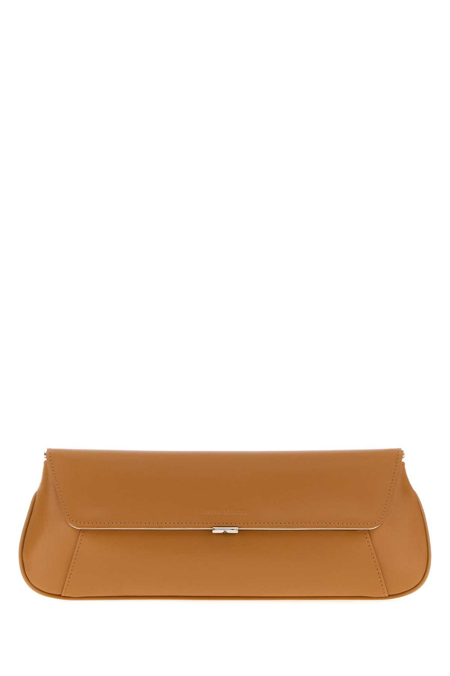 Amina Muaddi Lattesilver Exterior: 100% Leather; Lining: 100% Leather; Finishing: Silver metal clutch in tan