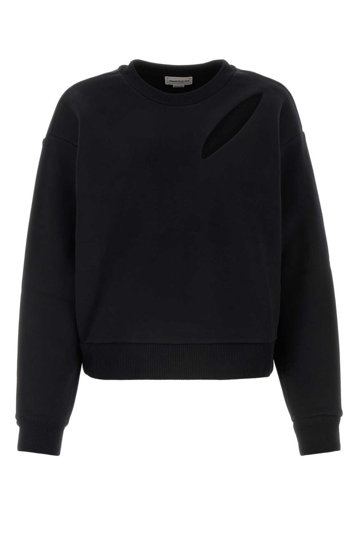 Black Cotton Sweatshirt White Exterior: Felpe