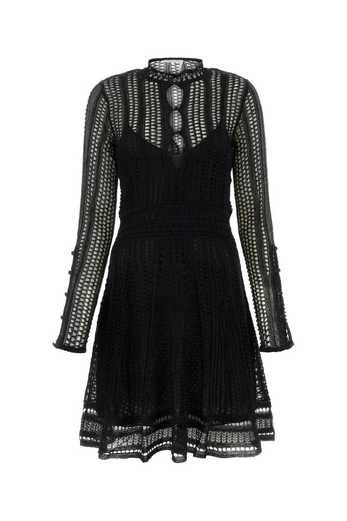 Black Linen Blend Mini Dress Abiti
