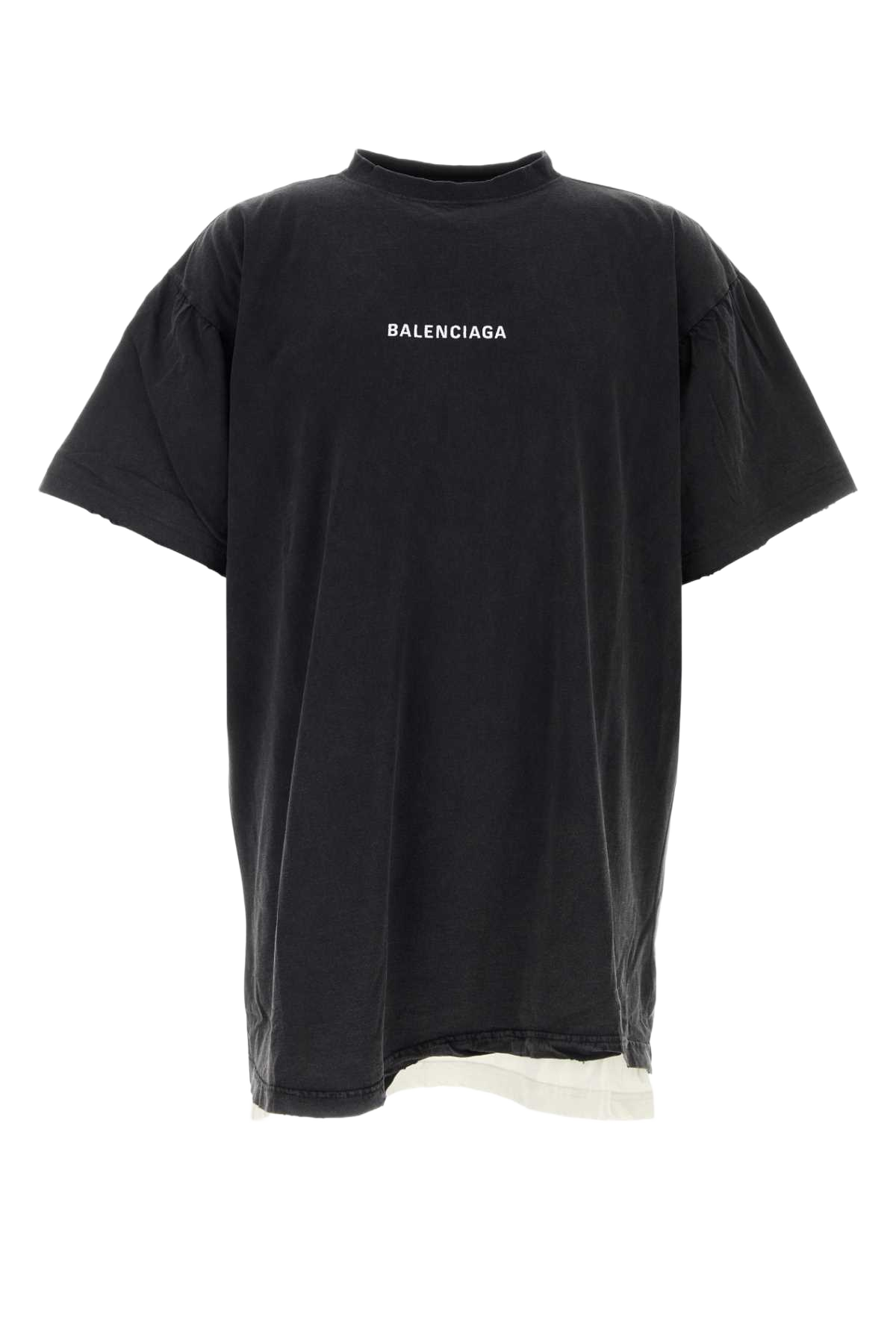 Slate Cotton Oversize T-Shirt Faded Washed Black