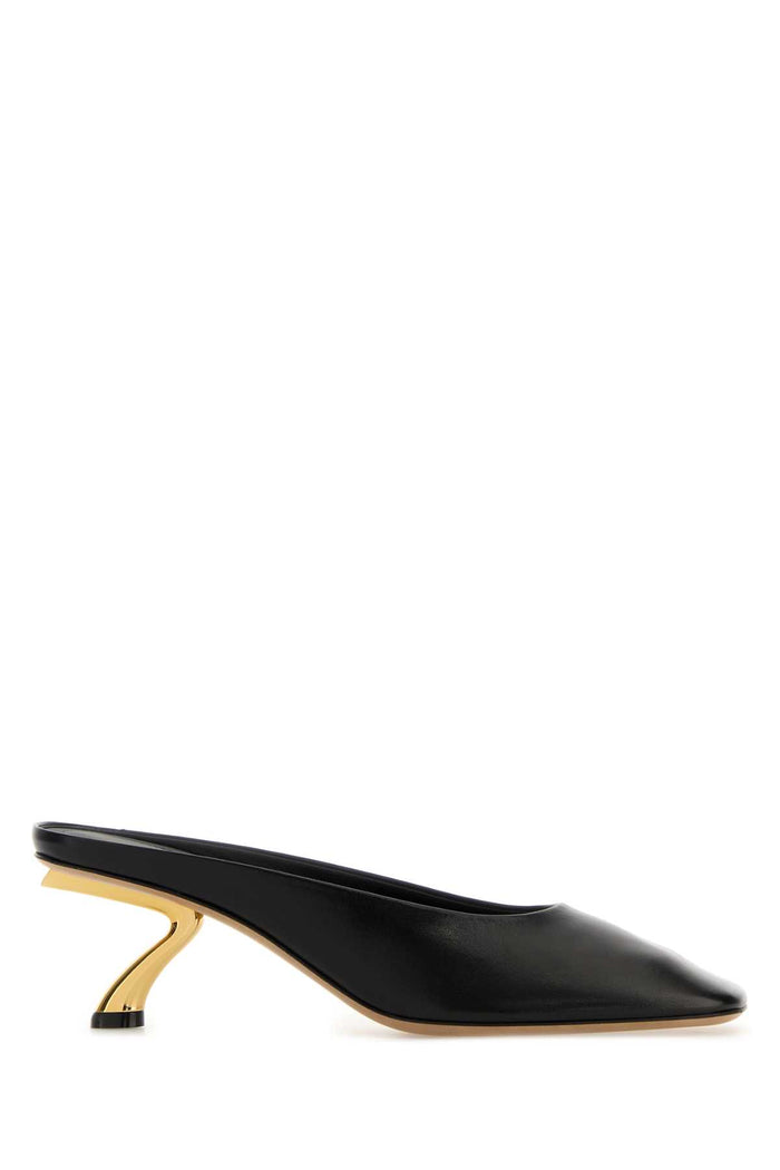 Black Leather Safi 55 Mules Neroneronero Scarpe Con Tacco
