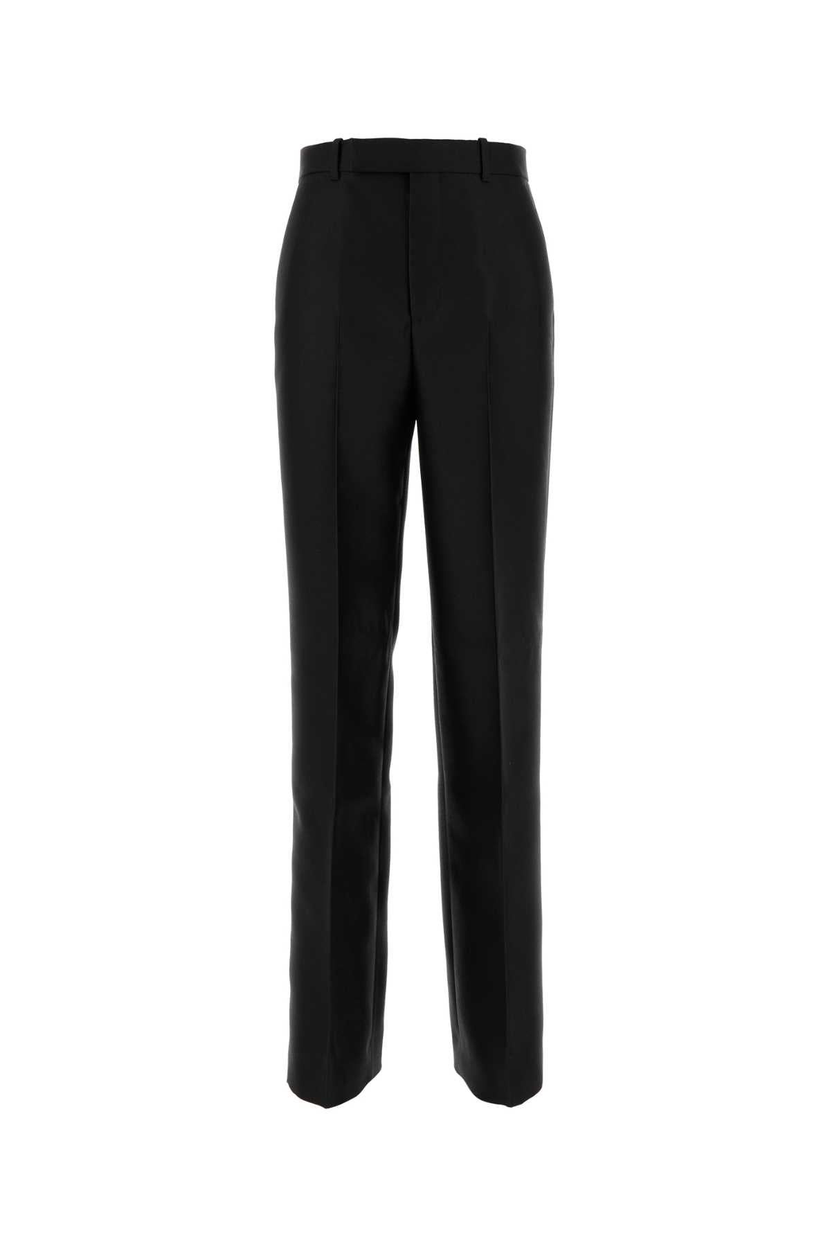 Black Wool Blend Pant Exterior: Silk Pantaloni