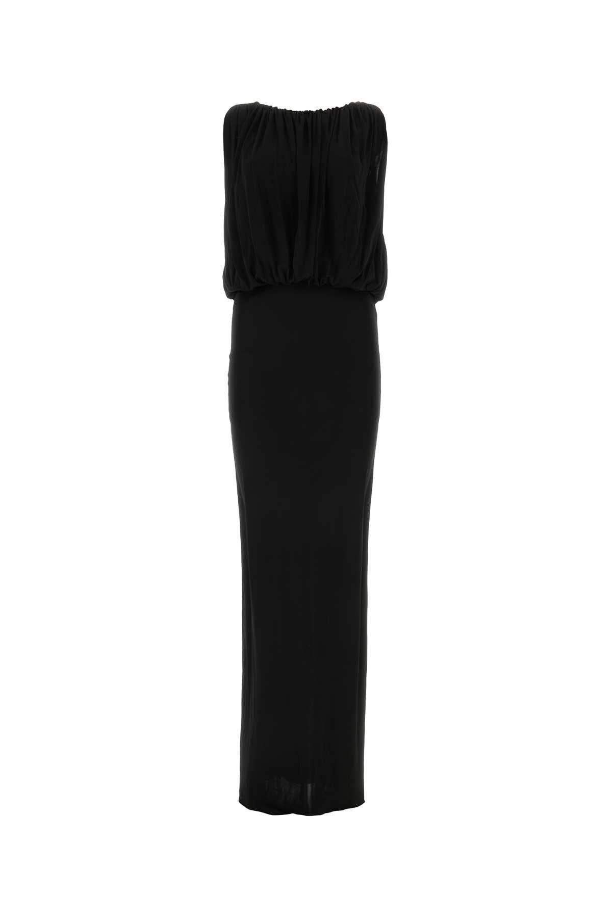 Black Jersey Long Dress Exterior: Viscose Abiti Lunghi