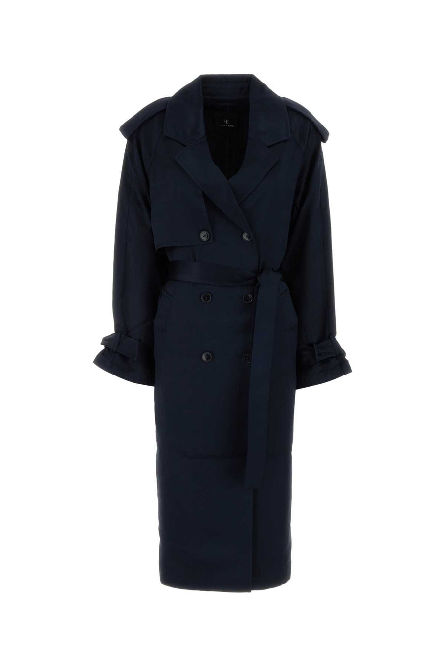 Anine Bing Maxi 100% Viscose trench coat in navy