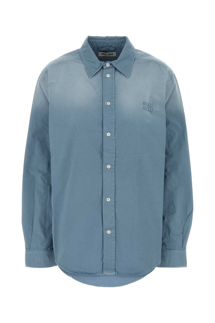 Light Blue Twill Oversize Shirt Astrale Exterior: Cotton Camicie