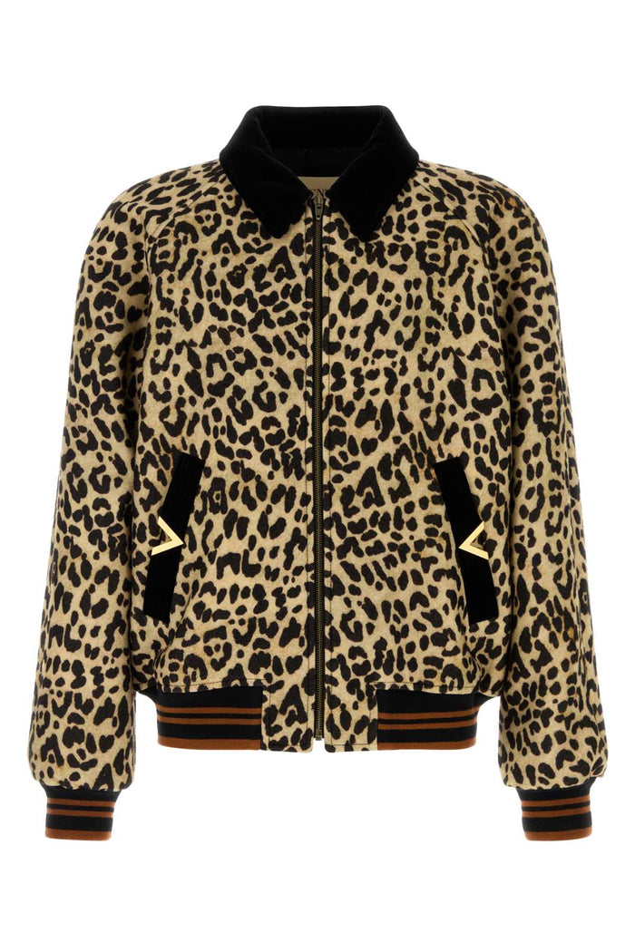 Printed Wool Bomber Jacket Multicoloranimalier Giubbini
