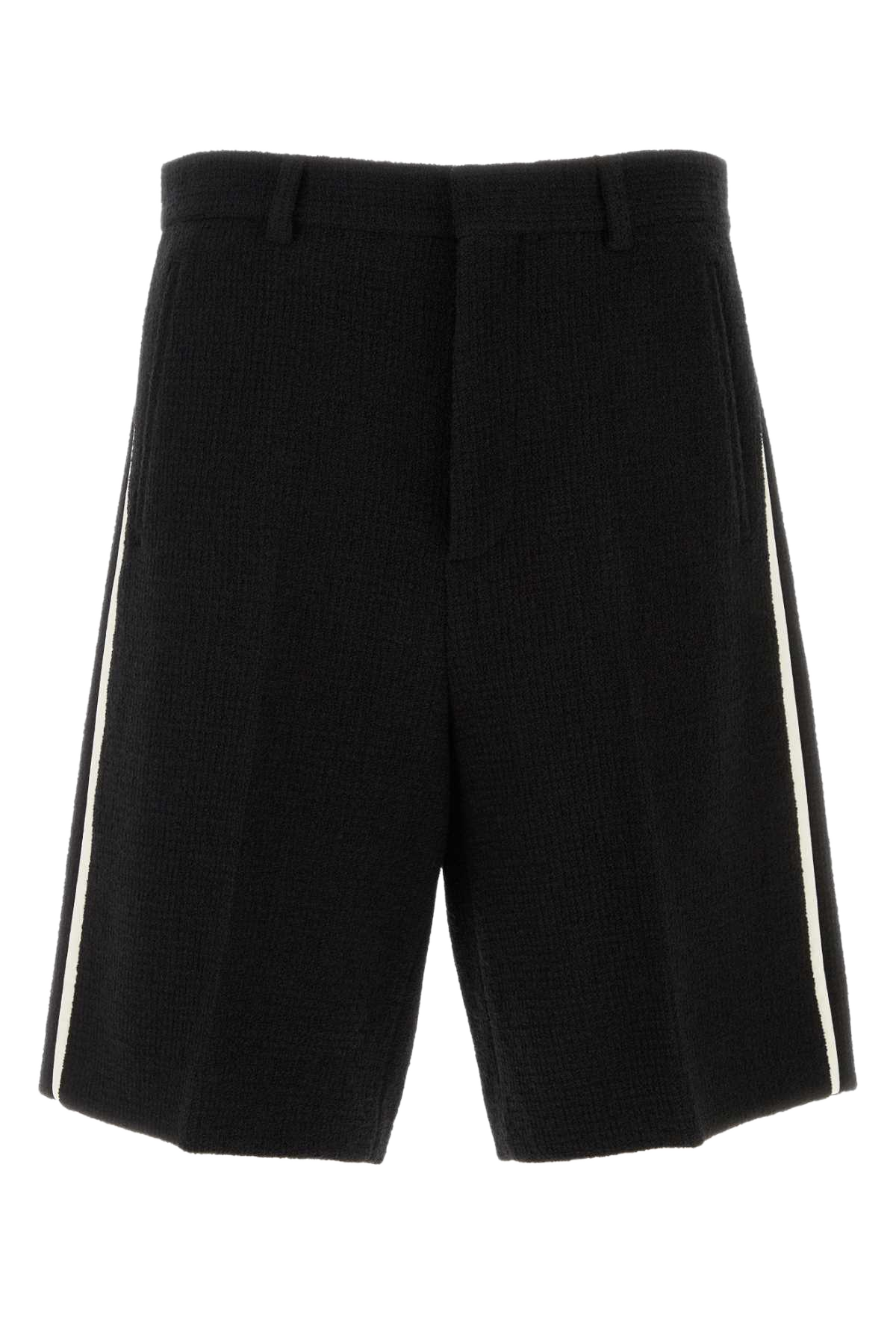 Black Boucle Bermuda Shorts Exterior: Wool