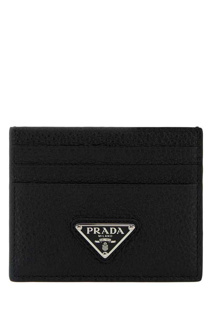 Black Leather Card Holder Nero Vitello Portafogli