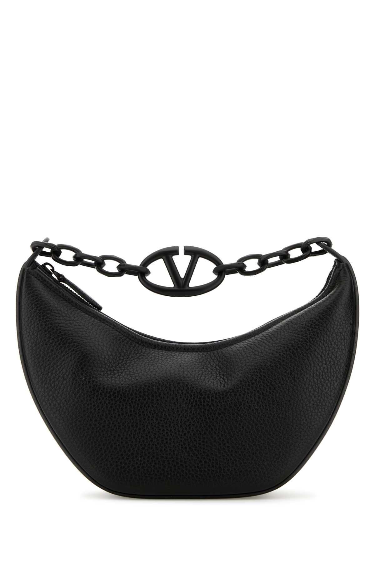 Black Leather Hobo Vlogo Moon Handbag Nero Borse A Mano