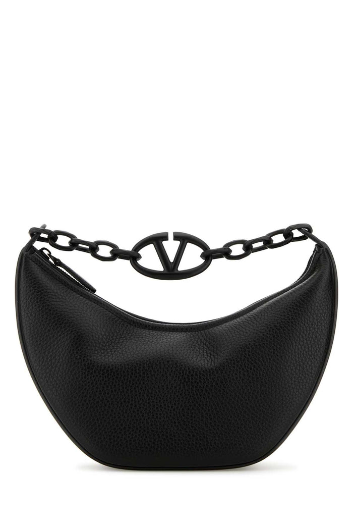 Black Leather Hobo Vlogo Moon Handbag Nero Borse A Mano