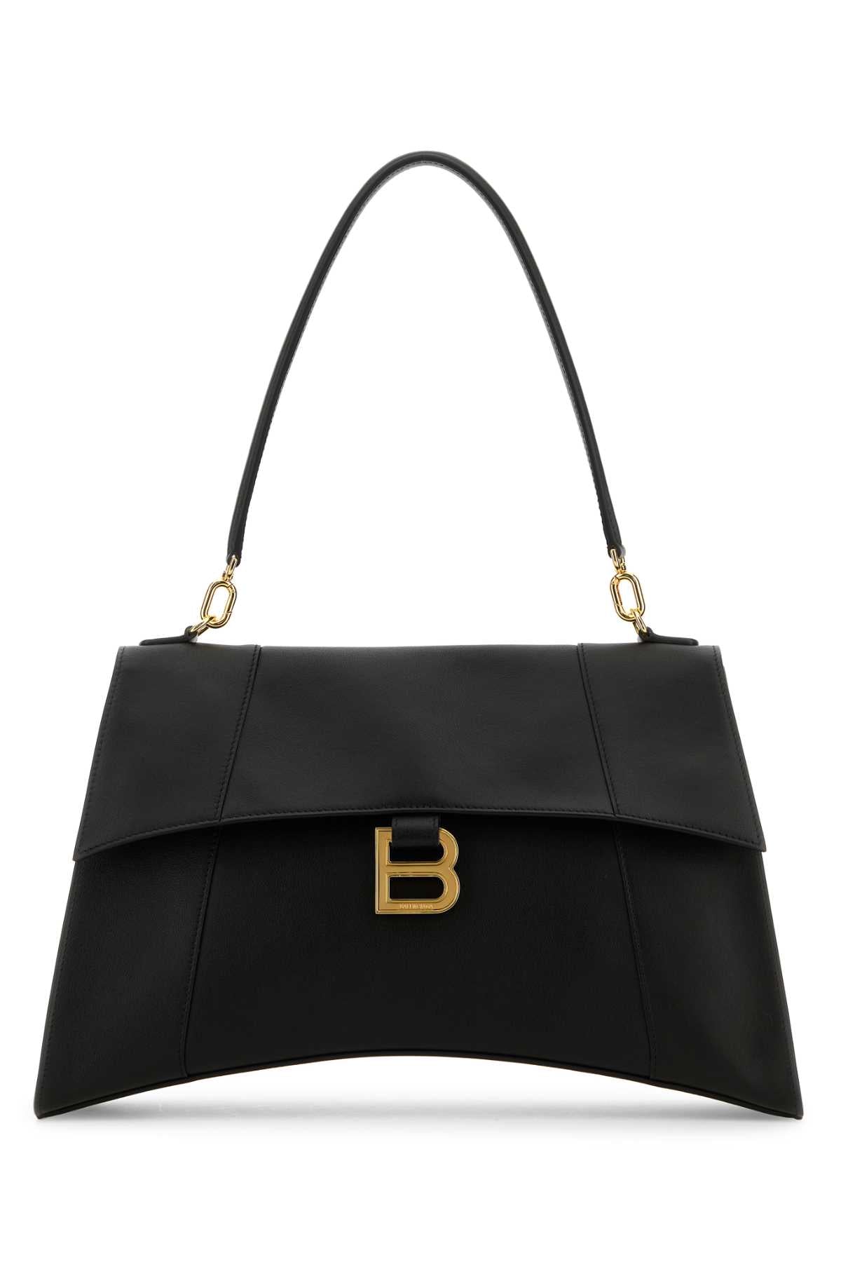 Black Leather Hourglass Shoulder Bag Borse A Mano