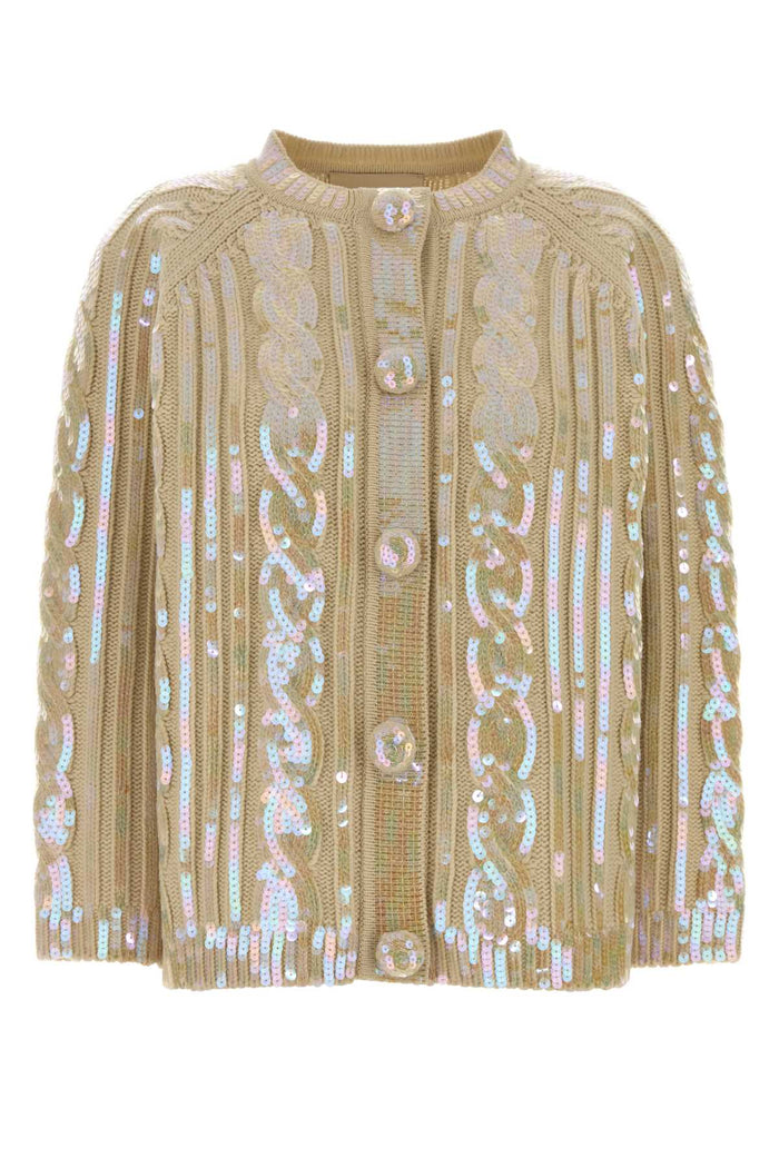 Beige Wool Cardigan Betulla Exterior: Virgin Maglieria