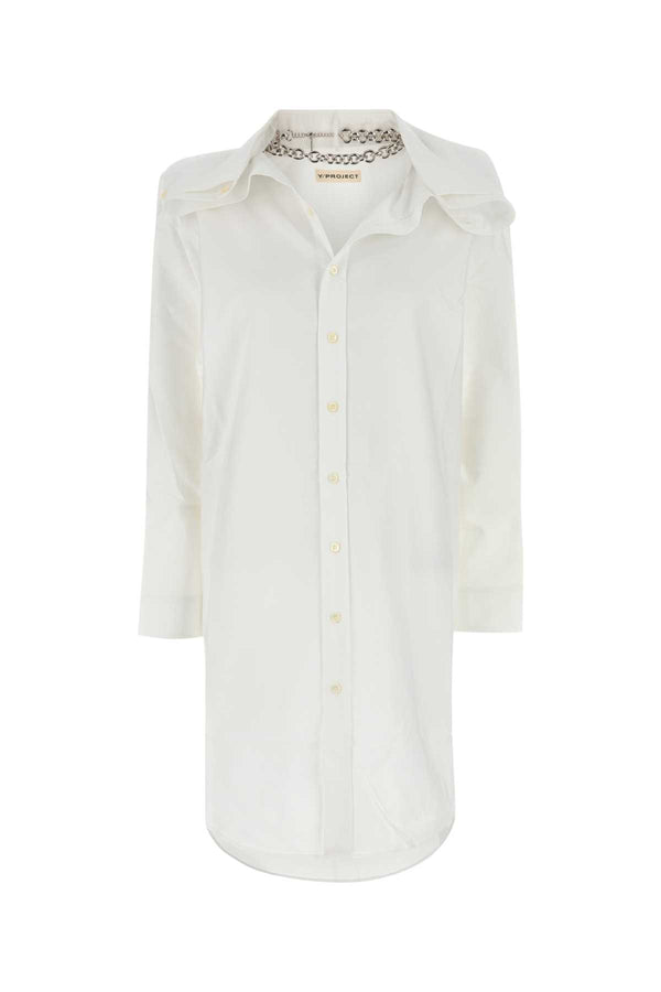 Y Project Chain 100% Organic cotton shirt dress in white