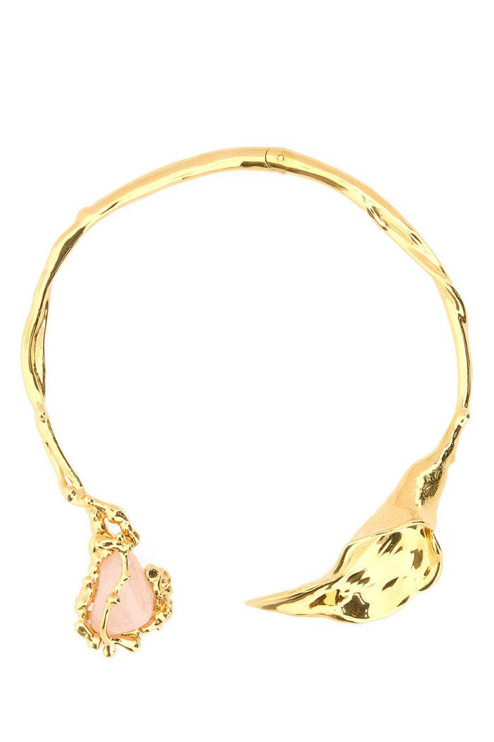 Gold Metal Chloã© Flower Soul Necklace Brassrose Quartz Collane