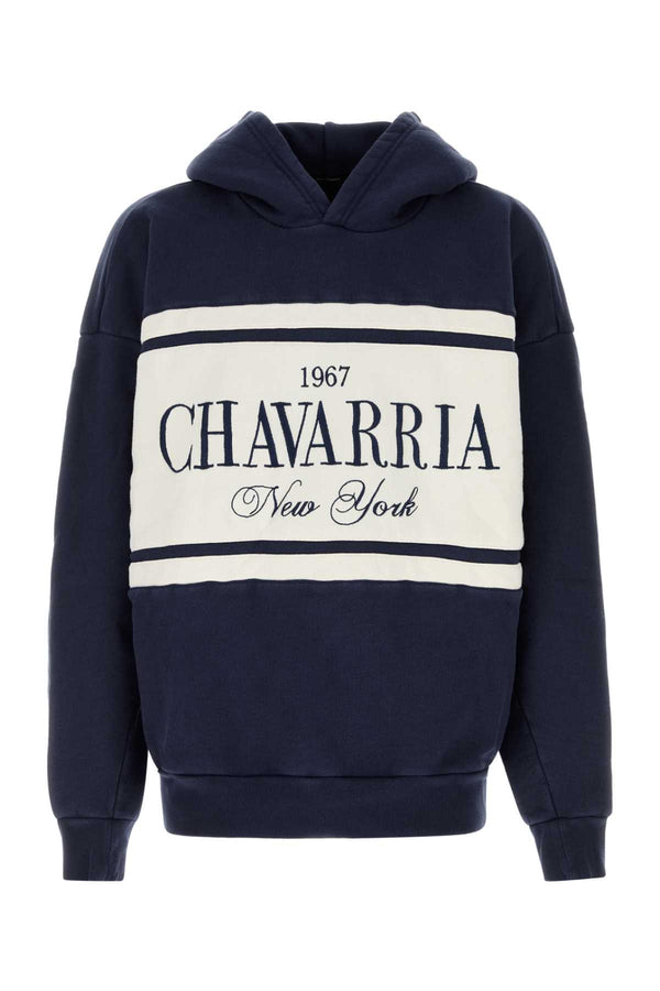 Willy Chavarria Stripe 100% Cotton hoodie in navy