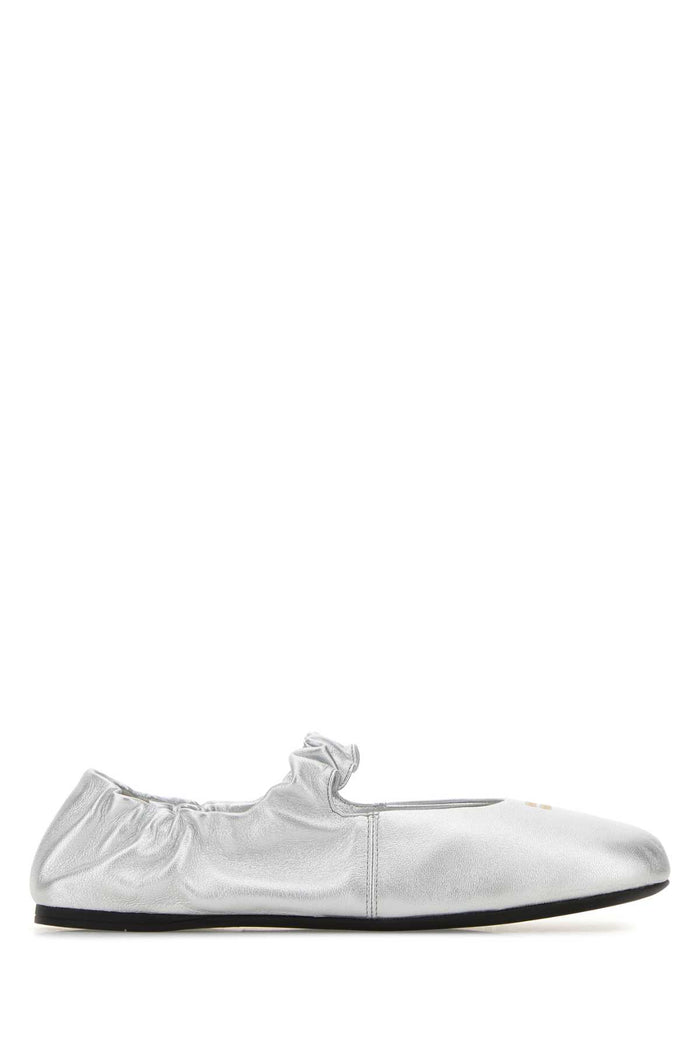 Silver Leather Ballerinas Argento Ballerine