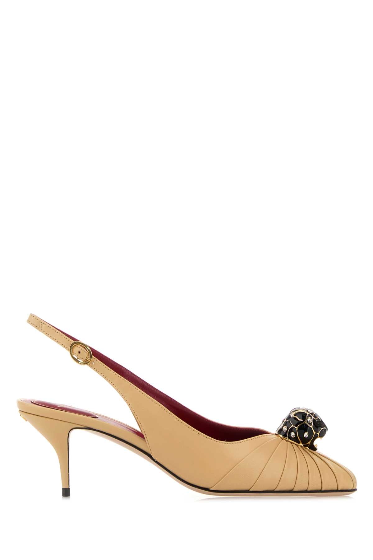 Beige Leather Panthea Pumps Deserto Scarpe Con Tacco