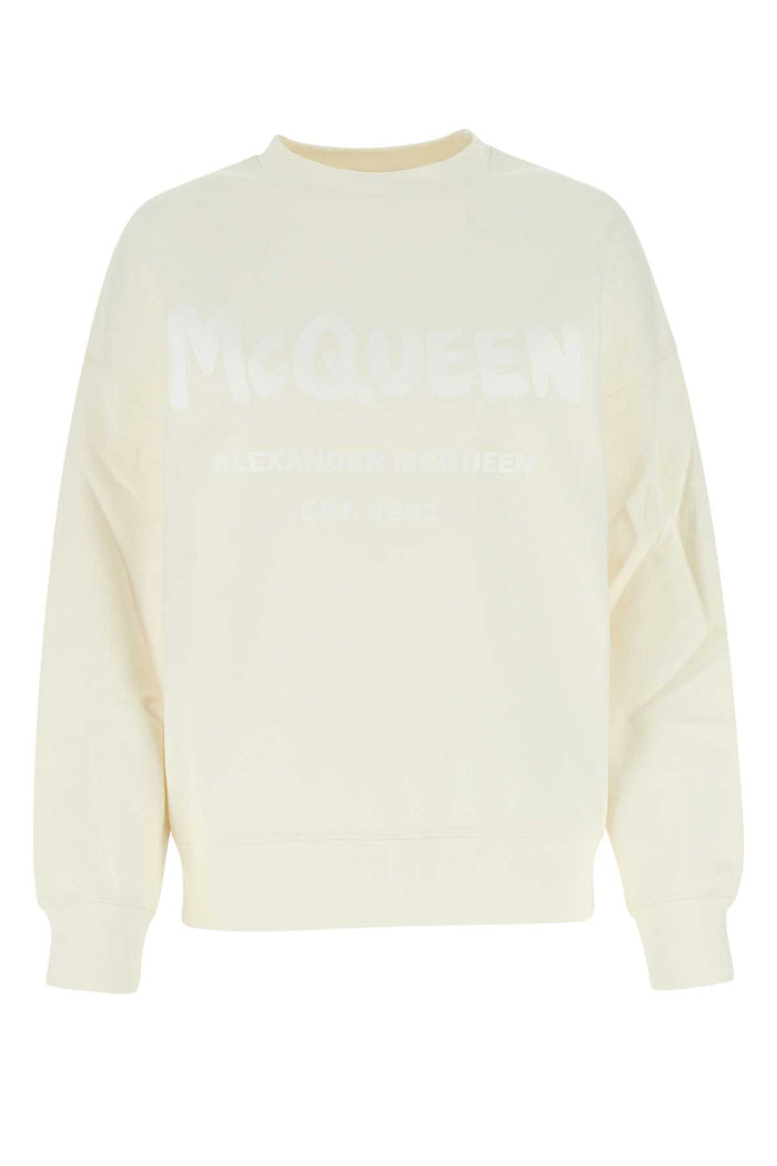 Ivory Cotton Oversize Sweatshirt 0954 Exterior: Felpe