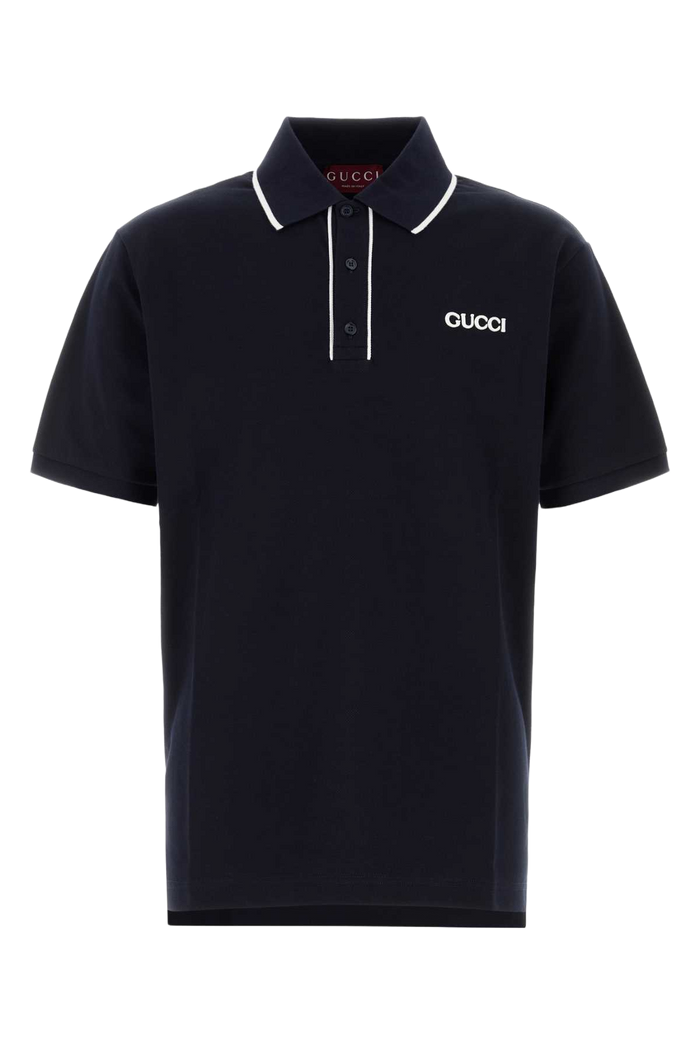 Midnight Blue Stretch Piquet Polo Shirt Bluenavy Exterior: Cotton Elastane