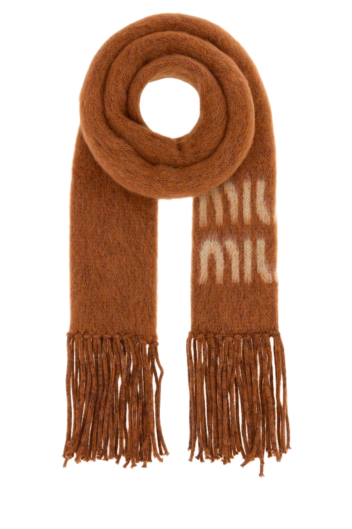 Orange Mohair Blend Scarf Ruggine Exterior: Nylon Wool Sciarpe E Foulard