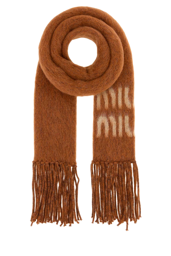 Orange Mohair Blend Scarf Ruggine Exterior: Nylon Wool Sciarpe E Foulard
