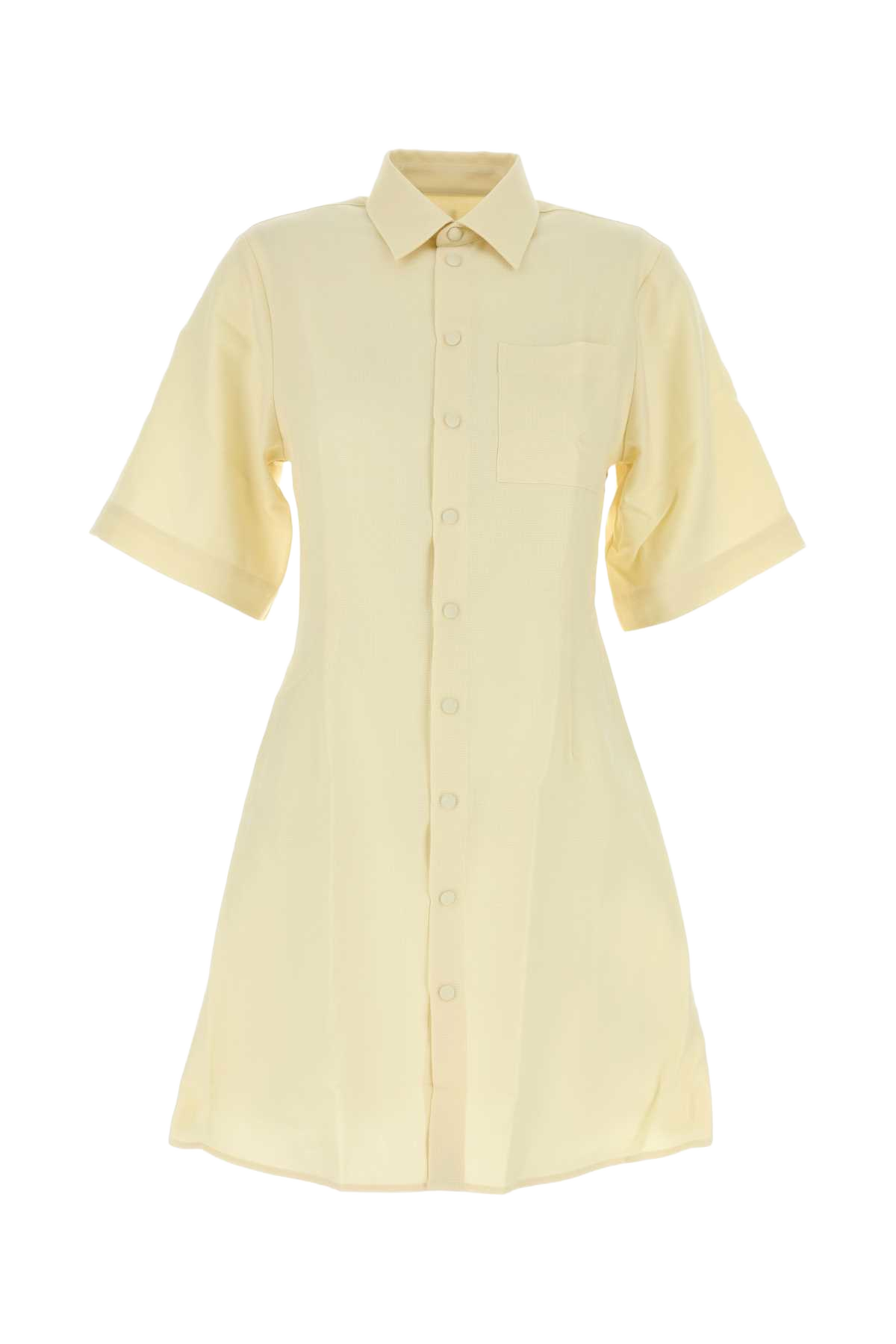 Pastel Yellow Wool Shirt Dress Beurre Exterior: Virgin Abiti