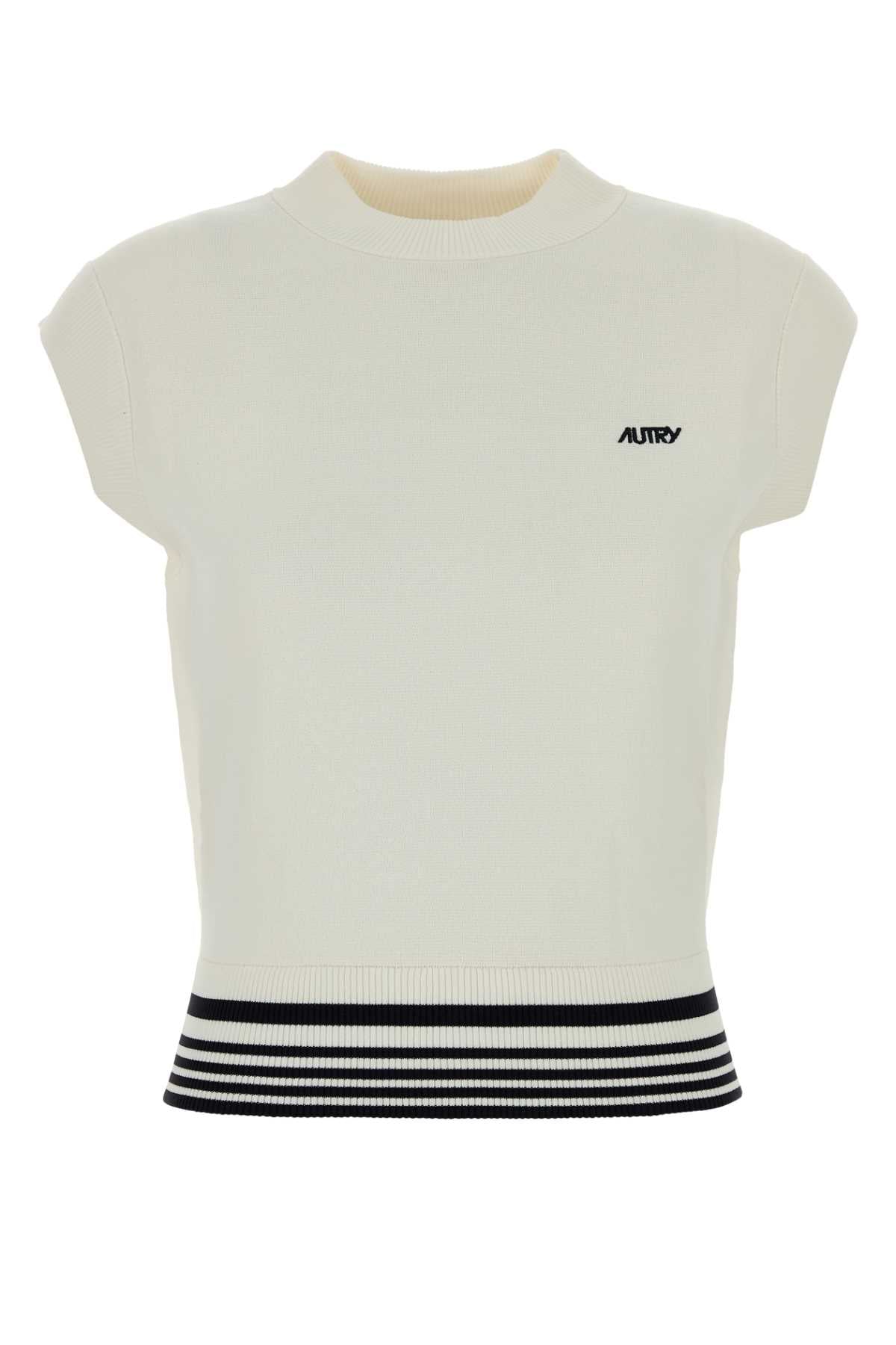 White Knit Vest Knitwhite Exterior: Viscose Nylon Maglieria