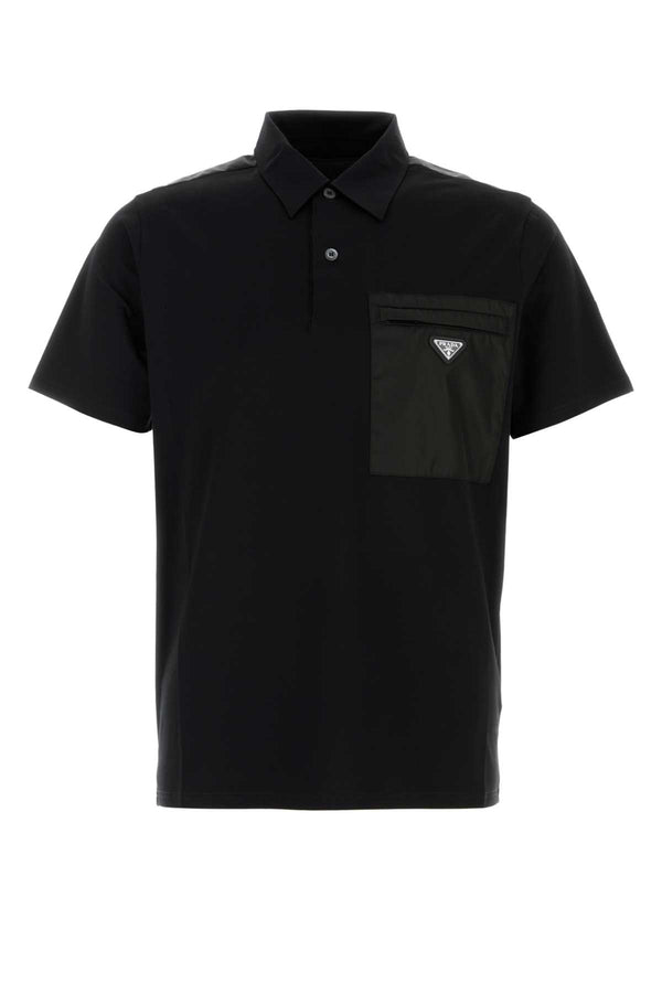 Prada 92% Cotton polo shirt in black