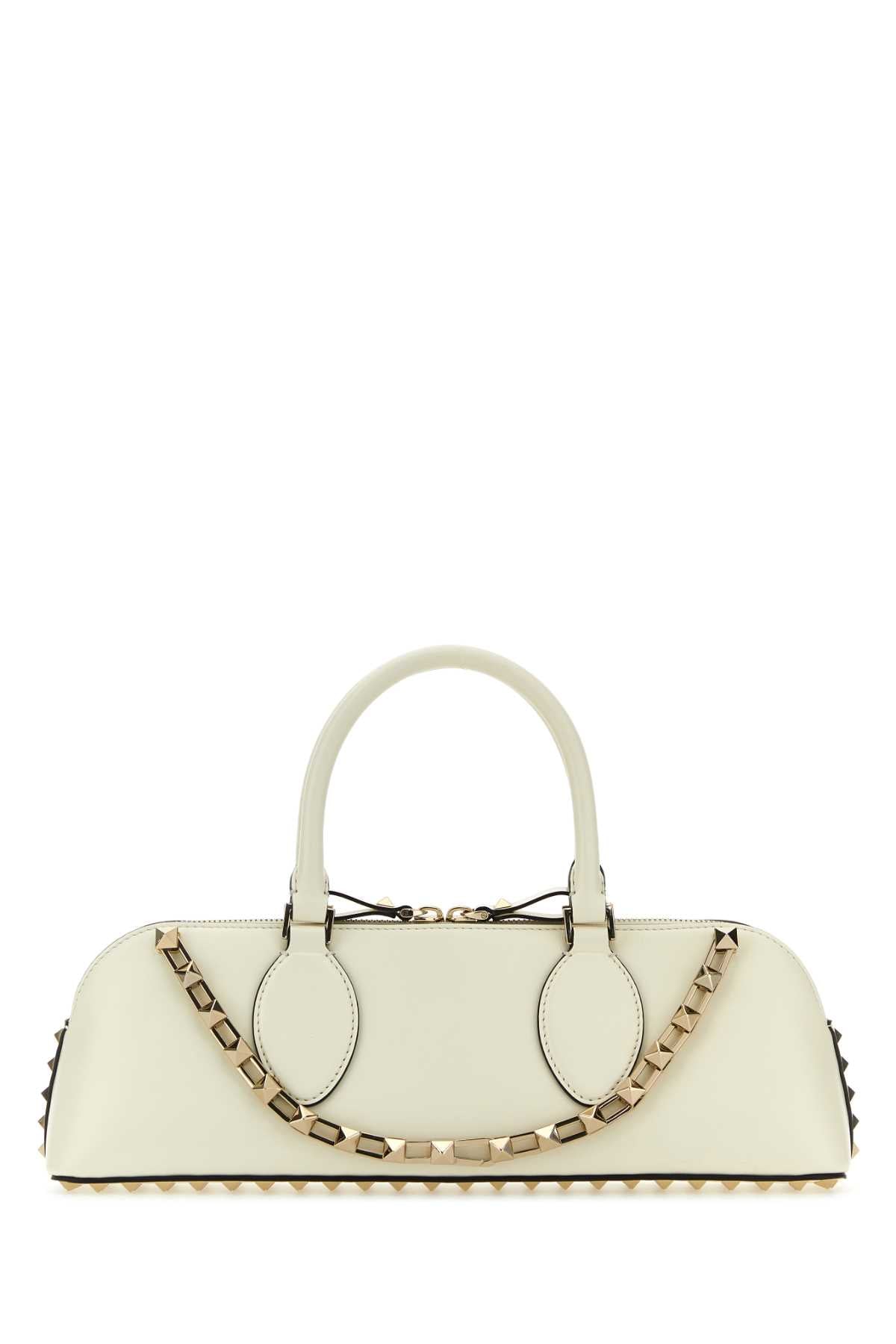 Ivory Leather Rockstud East-West Handbag Exterior: Calf Lining Borse A Mano
