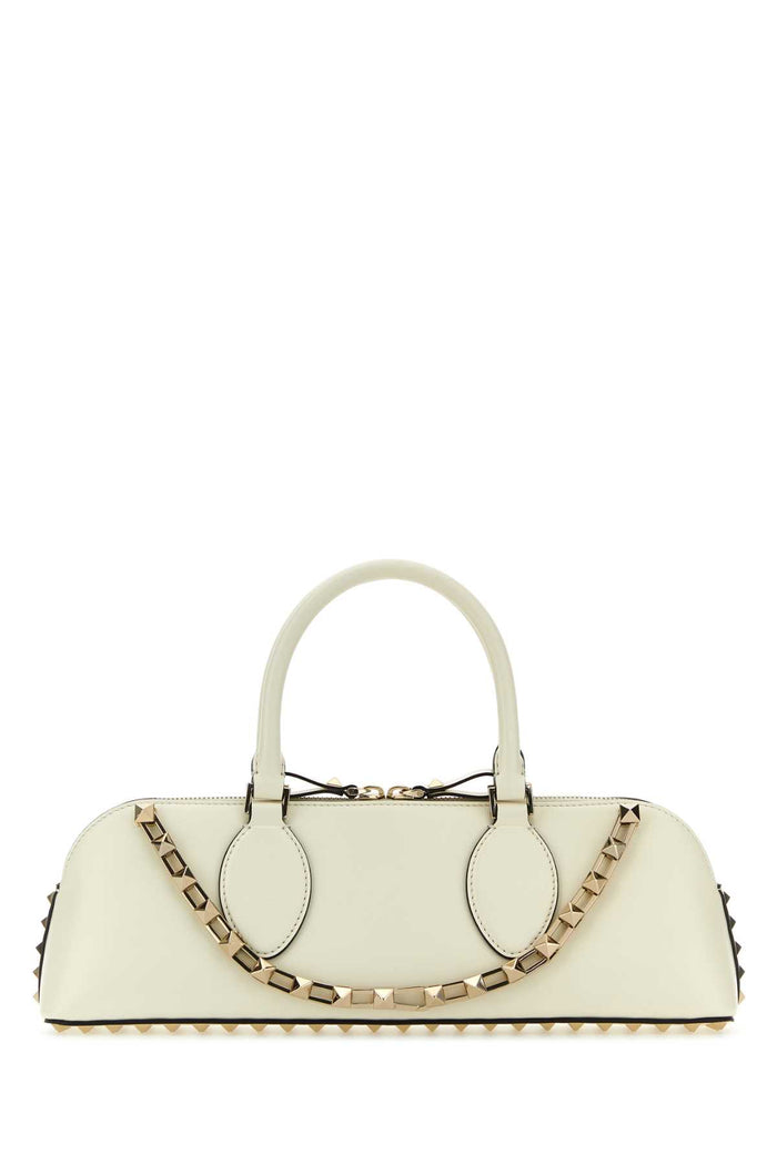 Ivory Leather Rockstud East-West Handbag Exterior: Calf Lining Borse A Mano