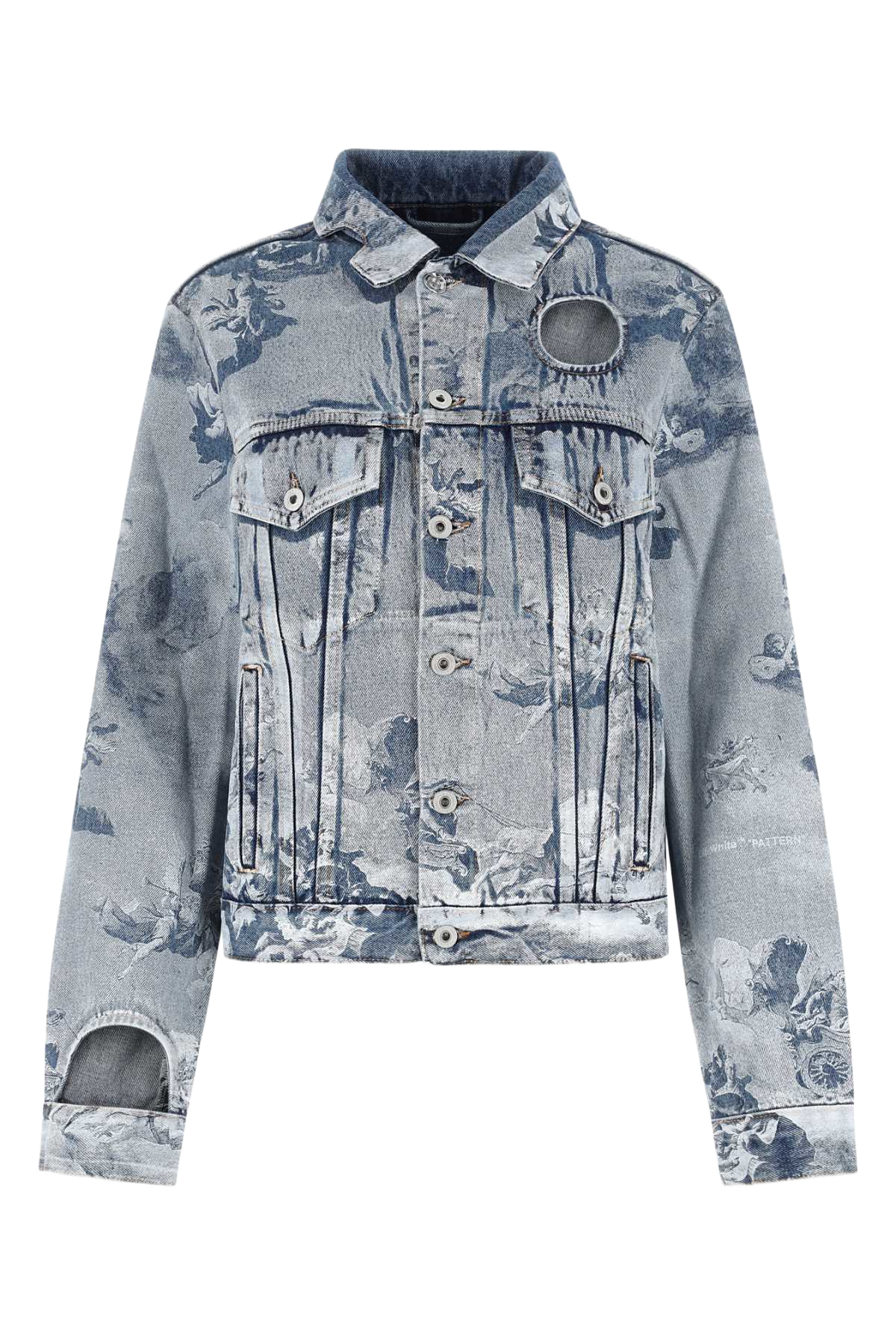 Printed Denim Jacket Lightblue Exterior: Cotton Giubbini