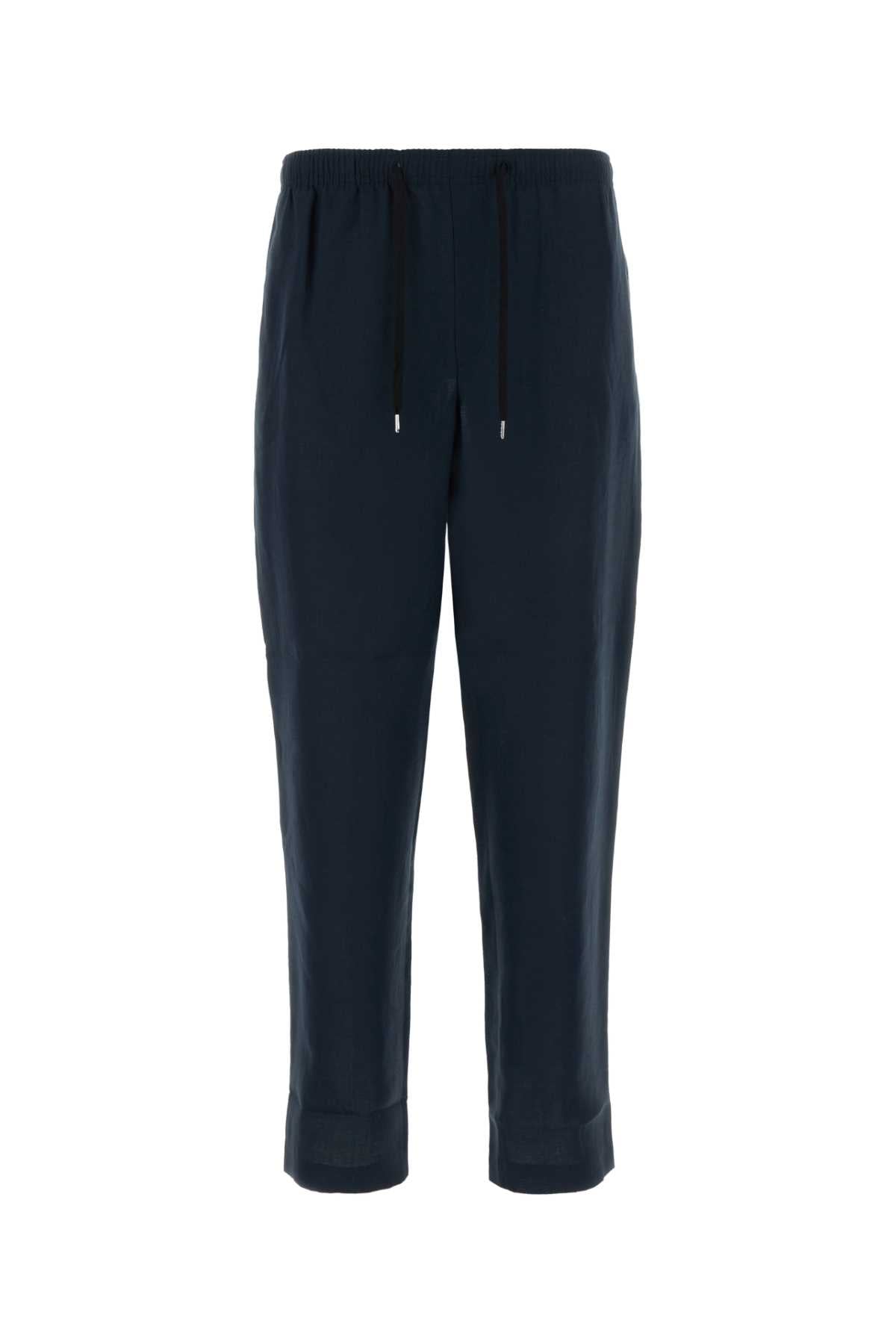 Navy Blue Linen Alfred Pant Exterior: Pantaloni