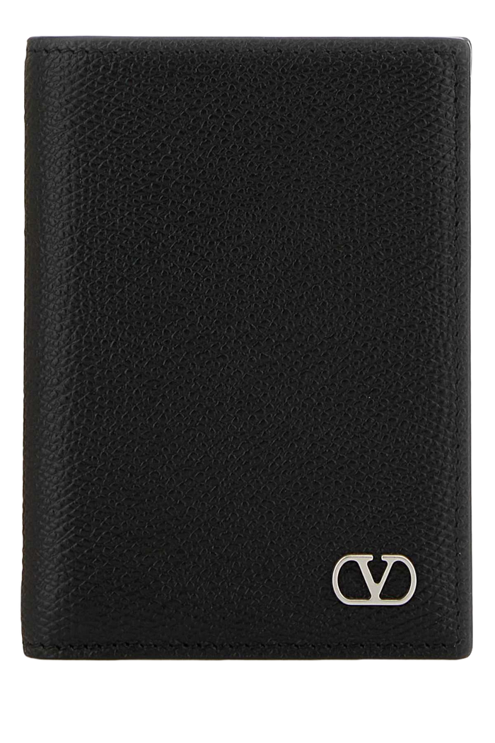 Black Leather Card Holder Nero Calf - Bos Taurus Portafogli