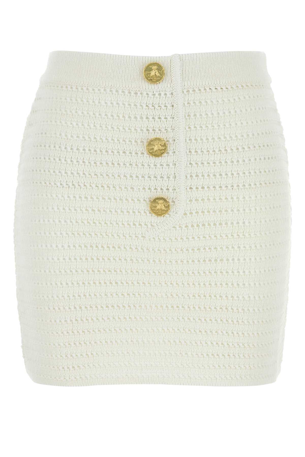White Crochet Mini Skirt Exterior: Organic Linen Gonne