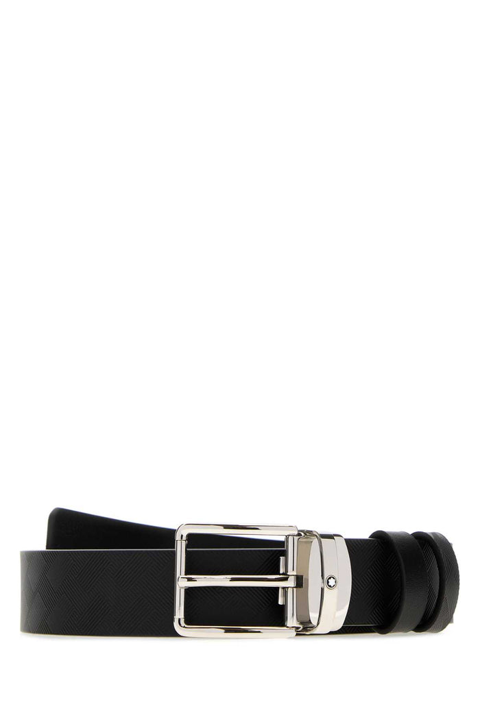 Black Leather Reversible Belt 000 Cinture