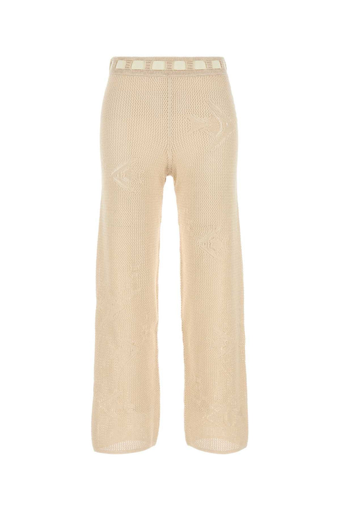 Beige Crochet Pant Cream Exterior: Cotton Pantaloni