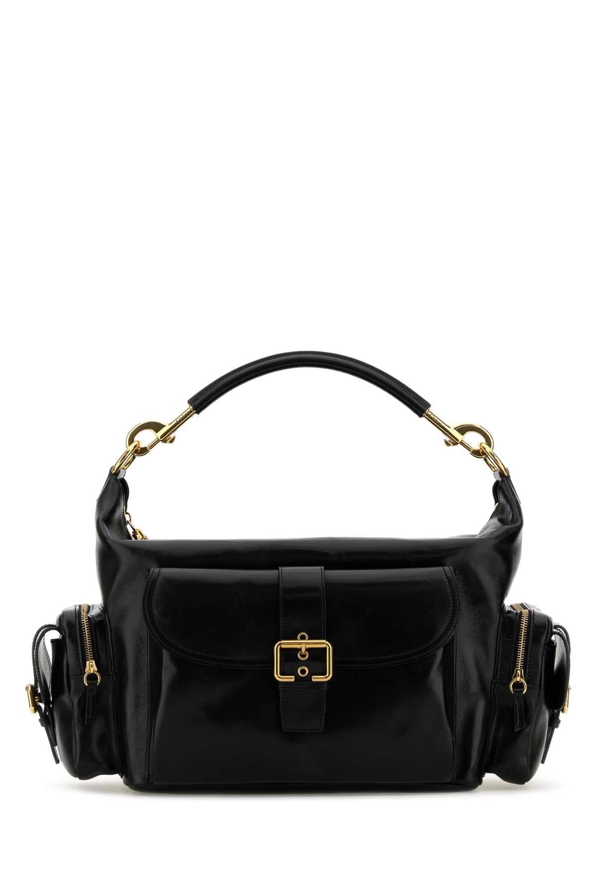 Black Leather Large Shopping Bag Borse A Mano