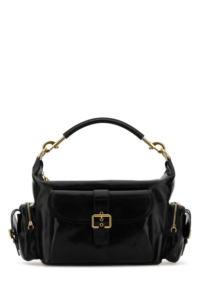 Black Leather Large Shopping Bag Borse A Mano