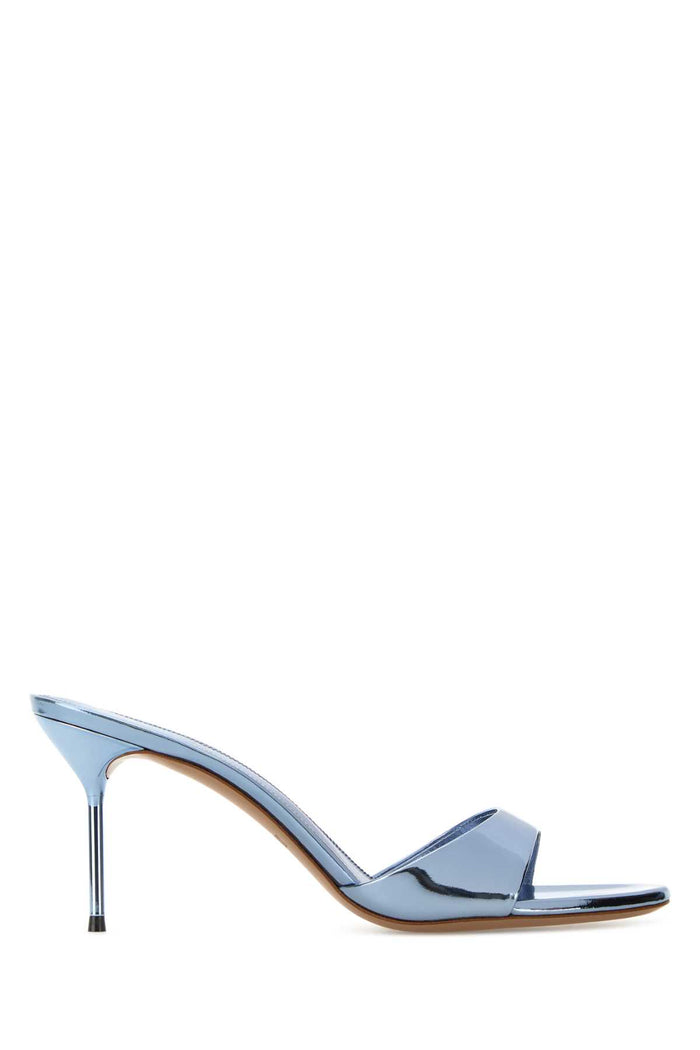 Light Blue Leather Lidia Mules Jeans Scarpe Con Tacco