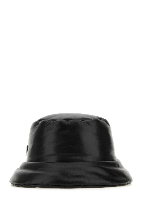 Prada CAPPELLI 100% lamb leather bucket hat in black
