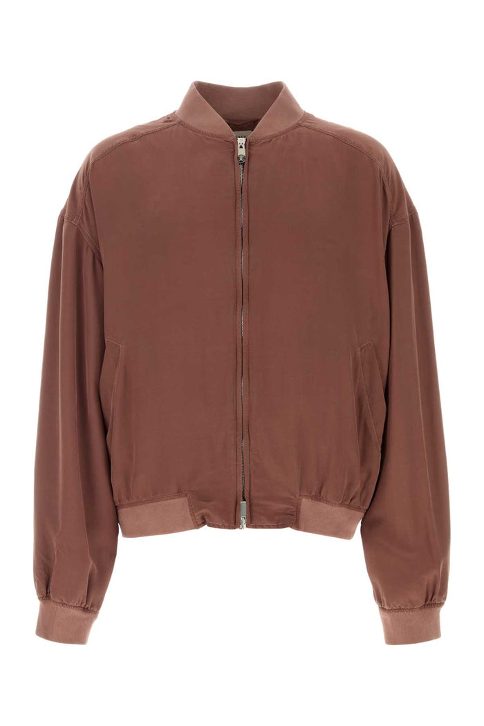 Antiqued Pink Silk Bomber Jacket Lightaubergine Giubbini
