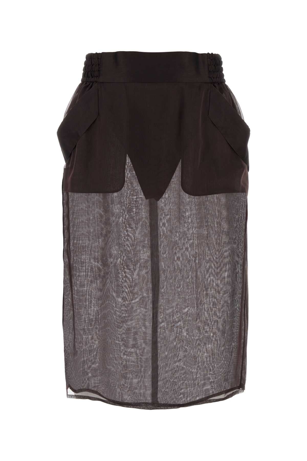 Brown Silk Skirt Marronfonce Exterior: Gonne
