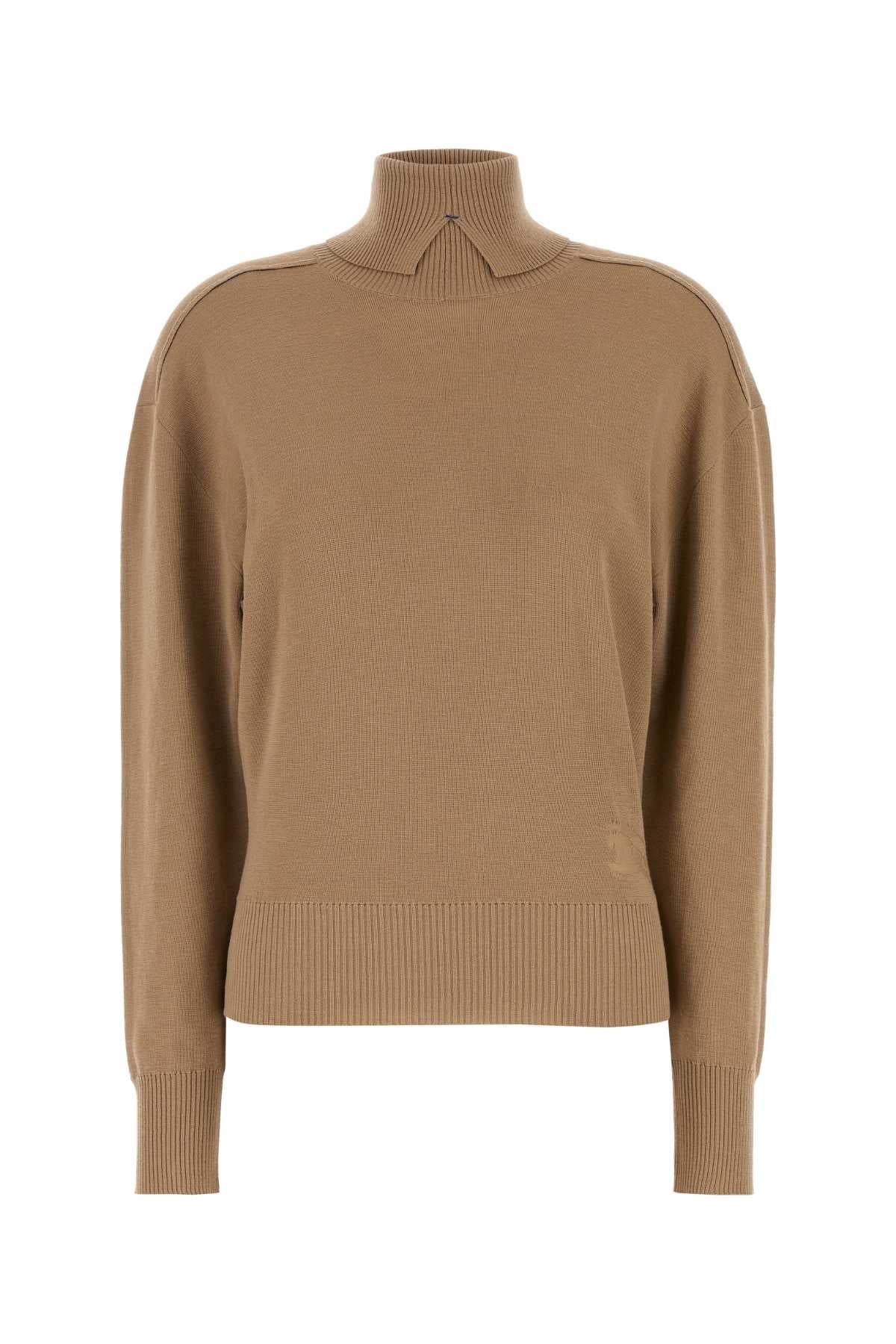 Camel Wool Sweater Flax Exterior: Maglieria