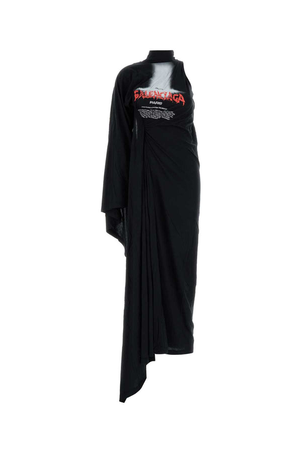 Balenciaga Draped 100% Cotton dress in black