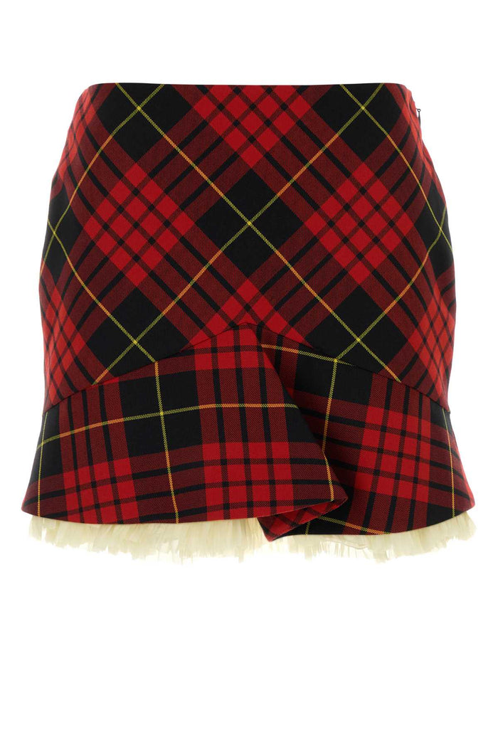 Embroidered Polyester Blend Mini Skirt Redblackyellow Gonne