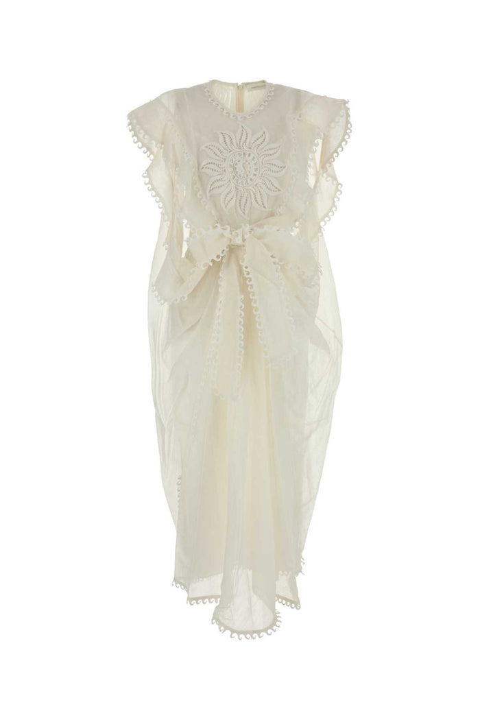 White Linen Blend Balance Dress Ivory Abiti