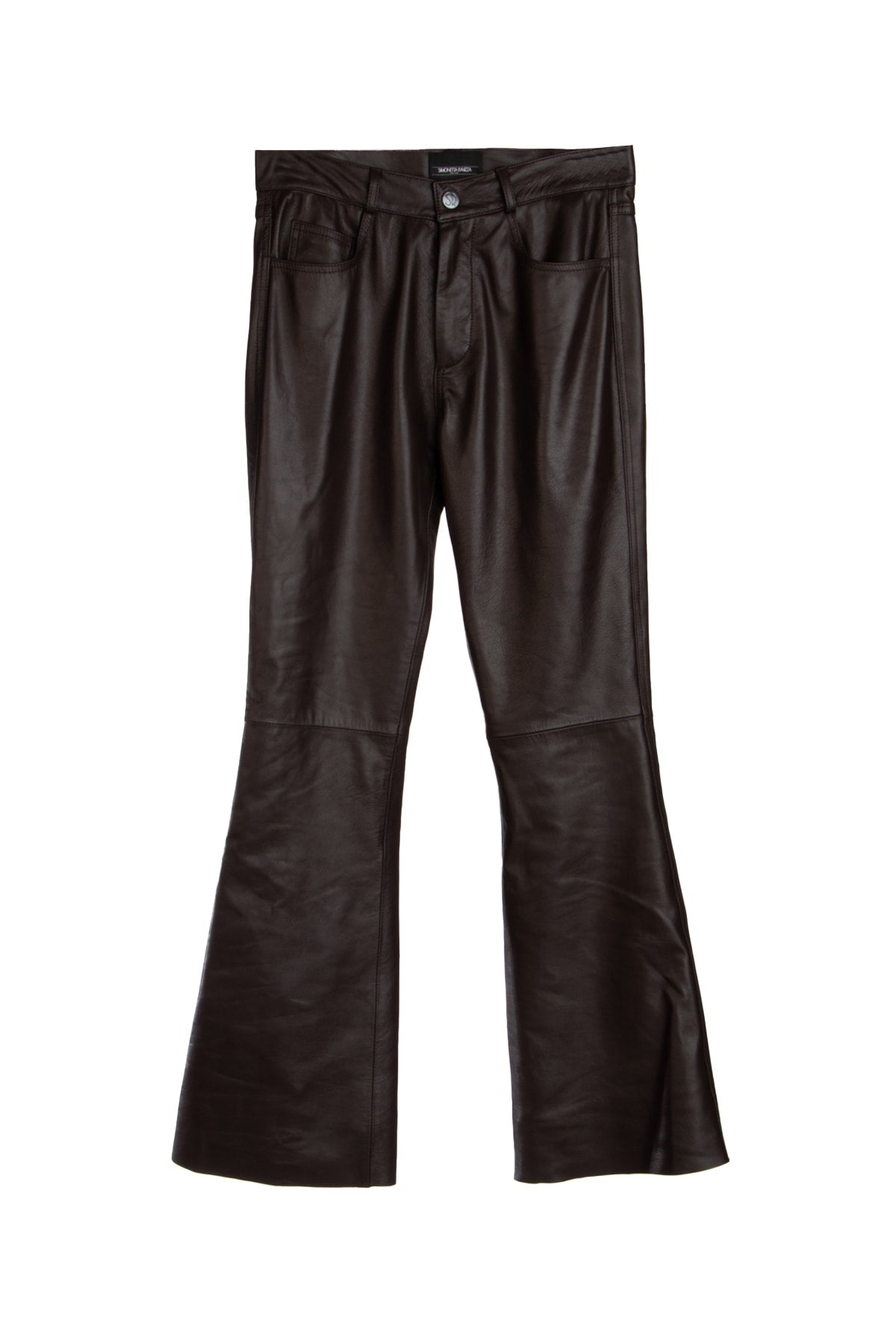 Simonetta Ravizza Coffee 100% Lamb Leather trousers in brown