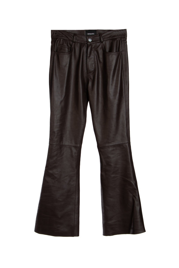 Simonetta Ravizza Coffee 100% Lamb Leather trousers in brown