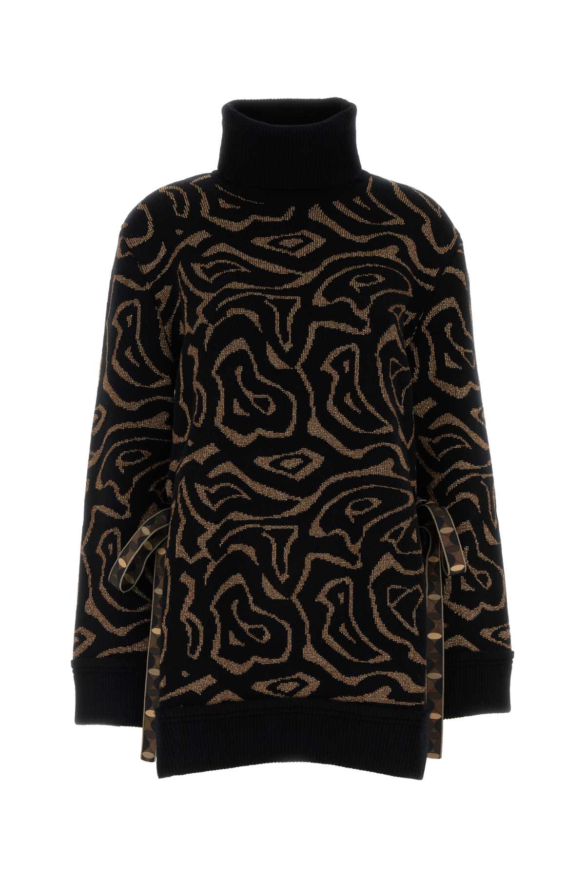 Embroidered Polyester Blend Oversize Sweater Blackoro Maglieria