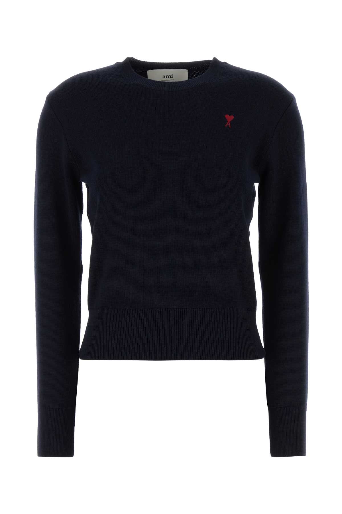Midnight Blue Wool Sweater Navyred Exterior: Merino Maglieria